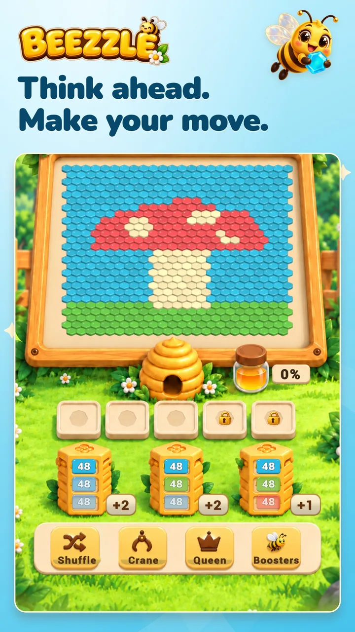 Think ahead. Make your move. A mushroom board in progress.