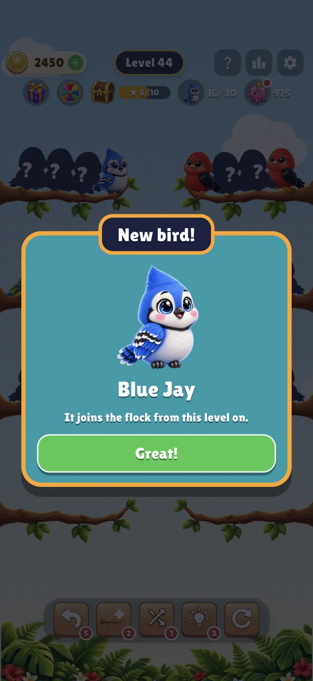 A new bird every 4 levels