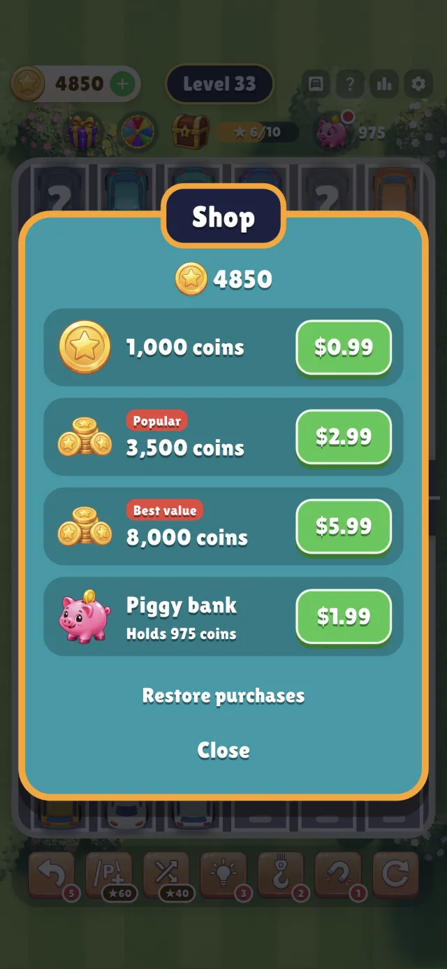 Coins and the piggy bank